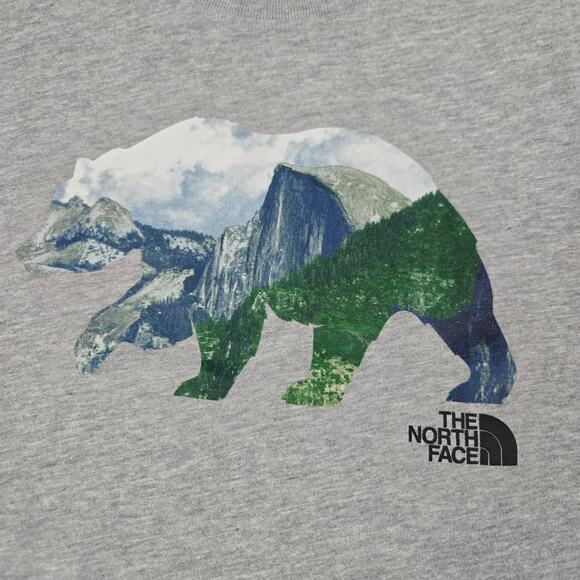 The North Face Mens Gray Medium Short Sleeve T-Shirt with Bear Design - Picture 2 of 10